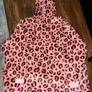Pink Leopard Print Hoodie